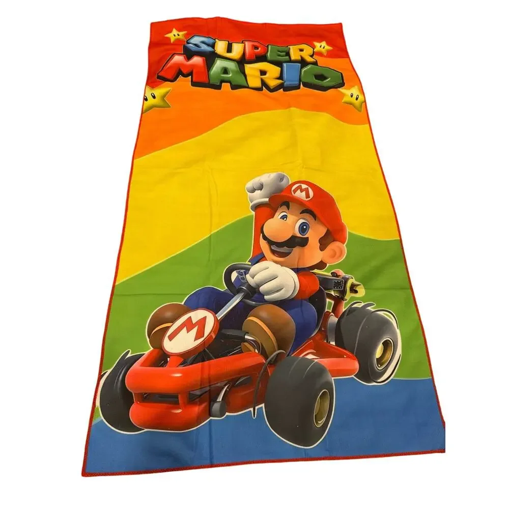 Mario Bros go kart colorful beach towel